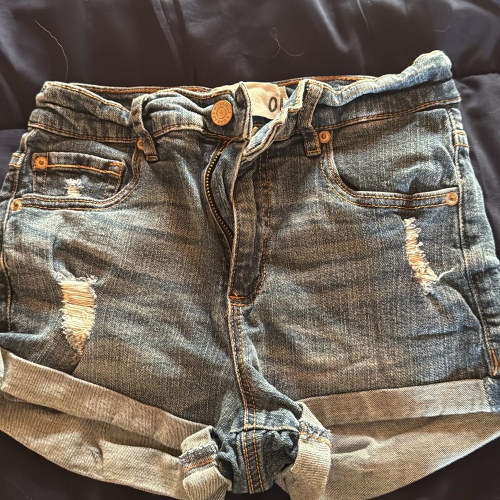 Garage Distressed Blue Jean Shorts